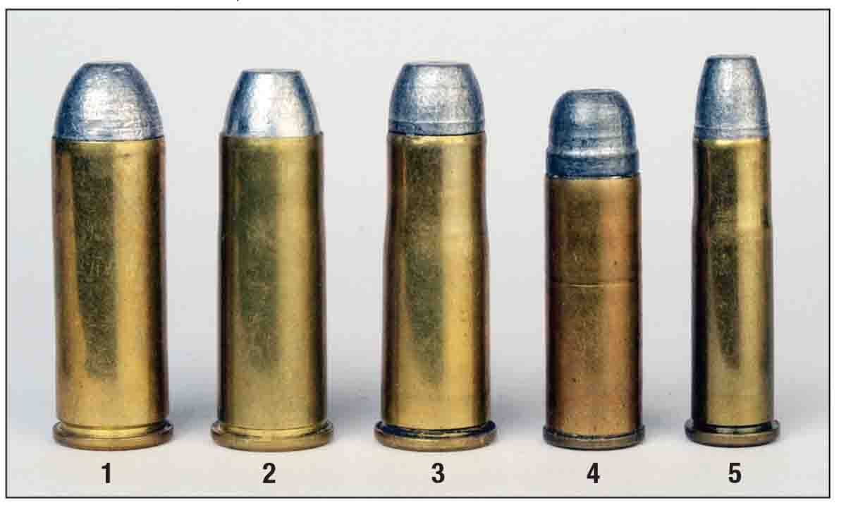 The five most popular chamberings of 1st Generation Colt SAAs include the (1) .45 Colt, (2) .44 WCF/.44-40, (3) .38 WCF/.38-40, (4) .41 Colt and the (5) .32 WCF/.32-20.
